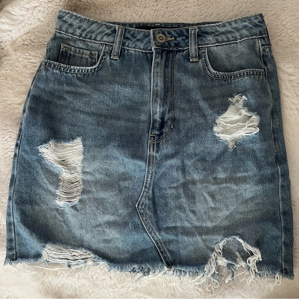 Hollister Distressed Denim Skirt